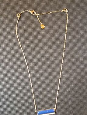 Stell And Dot Gold Chain Necklace with Blue Bar Pendant